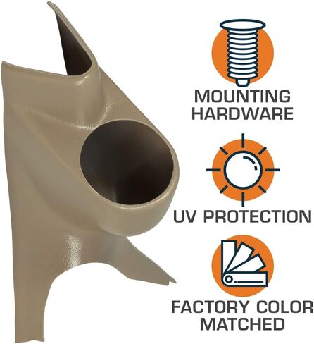 GlowShift Tan Single Pillar Gauge Pod Compatible with Ford Super Duty F-250 F-350 Power Stroke 1999-2002 - Factory Color Matched - ABS Plastic - UV Protected - Mounts (1) 2-1/16" (52mm) Gauge in Saudi Arabia