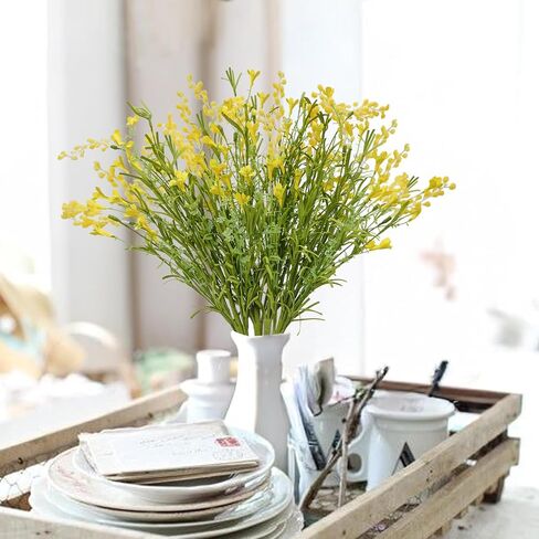 Yellow Forsythia Artificial Flowers, 4 Bundles 21inch Fake Forsythia Branches – Realistic Faux Spring Wildflower Stems for Home Decor, Wedding Centerpieces, and Farmhouse Display in Saudi Arabia