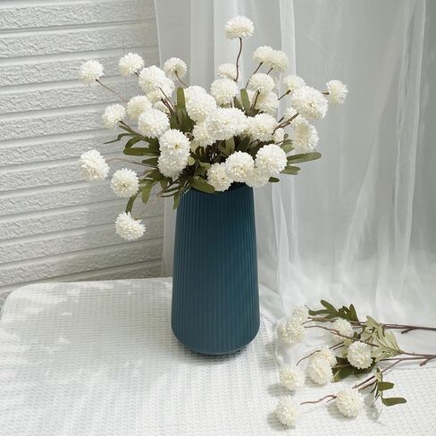 Faux Kiku Flower - White 12 Stems Faux Silk Mini Chrysanth with Stems Bulk Fake Wedding Filler Flowers Pompon Mum Artificial White Flower Ball for Floral Arrangements in Saudi Arabia