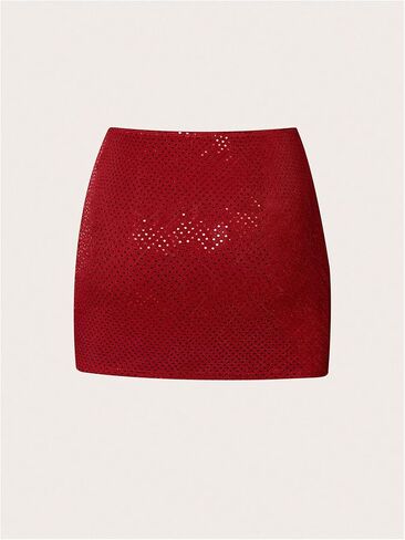 Soly Hux Women's Sequin Sparkly Skirt High Pherced Ruched Split Hem in Kuwait