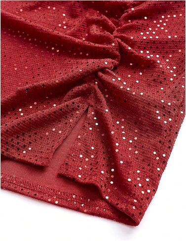 Soly Hux Women's Sequin Sparkly Skirt High Pherced Ruched Split Hem in Kuwait