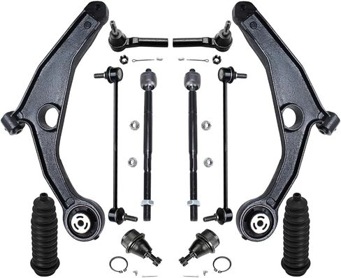 Detroit Axle-End Front End 12pc Kit لـ 11-14 Chrysler 200 ، 07-10 Sebring ، 08-14 Dodge Avenger ، 2 Under Control Arms 2 Lower Ball Noints 4 Tie Rods 2 Boots 2 Bar Bar Bunding in Saudi Arabia