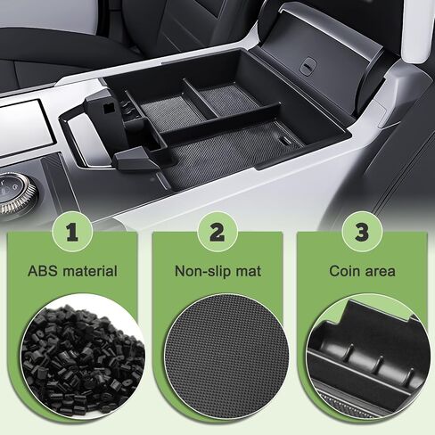 منظم وحدة التحكم المركزية المتوافقة مع 2022 2023 2024 2025 GMC Hummer EV إكسسوارات ، Hummer EV Pickup/SUV Middle Armrest Box Interior Debartment Insert Resert Tray Coin (Black) in Kuwait