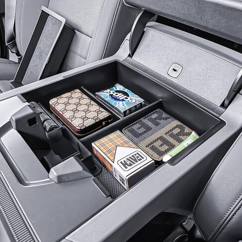 منظم وحدة التحكم المركزية المتوافقة مع 2022 2023 2024 2025 GMC Hummer EV إكسسوارات ، Hummer EV Pickup/SUV Middle Armrest Box Interior Debartment Insert Resert Tray Coin (Black) in Kuwait