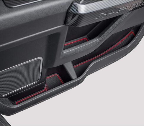 JDMCAR Liner Accessories Compatible with Ford F150 2015 2016 2017 2018 2019 2020 Premium Cup Holder, Center Console, and Door Pockets Rubber Inserts Kit (Bucket Super Crew) (Red Trim) in Saudi Arabia