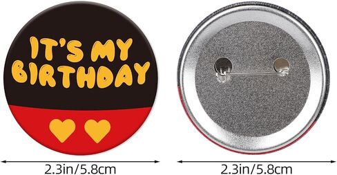 إنه دبوس عيد ميلادي للبنين والفتاة ، 2.3 '' Red Mouse Happy Birthday Button Button Button Thirts Explistory for Cartoon Serped Party Supplies in Saudi Arabia