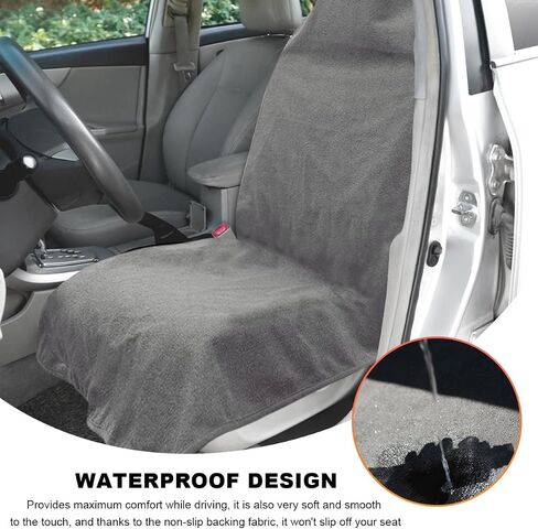 Waterproof Sweat Towel Car Seat Cover, Sweatproof Non-Slip Auto Seat Cover for Post Gym Workout, Running, Swimming, Beach, Universal Seat Protector for Car, SUV, Trucks, Sedan (Gray) in Saudi Arabia