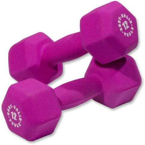 Body-Solid Tools (BSTND3PR) Neoprene Dumbbell for Weight and Aerobic Training, Pilates & Physical Therapy, Hand Weights Set for Women, Free Weights Hex End Dumbbells, Green, 3lbs. Pair in Kuwait