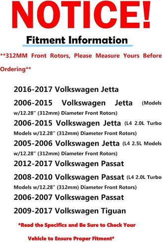 Detroit Axle - دوارات الفرامل الأمامية لـ Audi A3 Q3 TT Quattro Volkswagen Beetle CC Golf Gti Jetta Passat Tiguan استبدال حفر ومزخرف بالقرص المقطوع: 12.28 "بوصة دوار in Kuwait