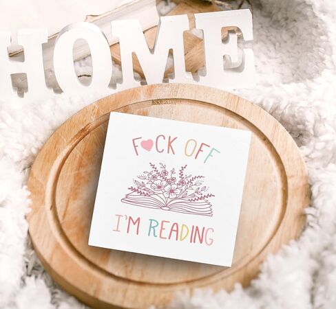 SRADMO I'm Reading Minimalist Floral Book Wood Box Sign Desk Decor, Inspirational Reading Wooden Block Box Sign Decoration For Home Reading Room Library Shelf Table Decor in Saudi Arabia