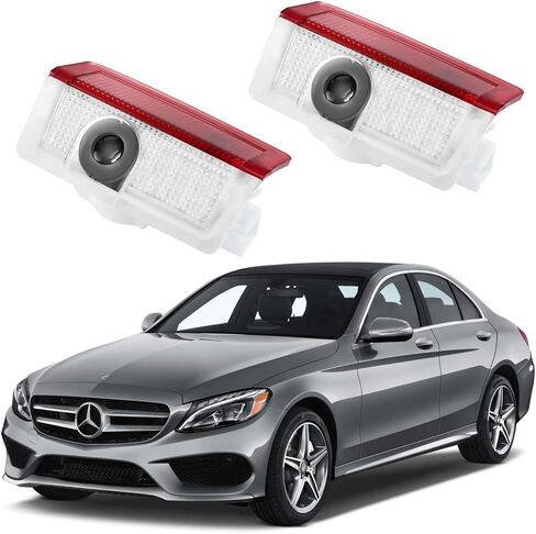 أضواء باب السيارة LED LED LED LOGO PUNDDLE LIGHTS متوافقة مع Mercedes-Benz A B C E E-CLAS GLC GLC GLE ، لا تتلاشى 4K-HD Auto Ghost Shadow Lights (All Stars) in Kuwait