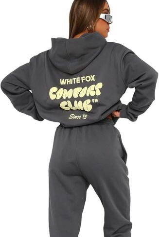 utcoco Womens 2 Piece Outfits Long Sleeve Hoodie Sweatshirt with Jogger Pants Tracksuit Lounge Set in Saudi Arabia