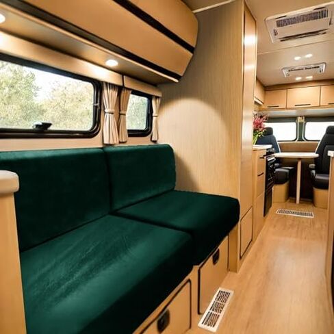 Rv Dinette Cushion Covers Velvet Stretch Stretchy Camper Cushions Cover Dinette Booth Seats with Tie-up Bench Seat Covers (Green,W(55-72in),D(27-37in)) in Saudi Arabia