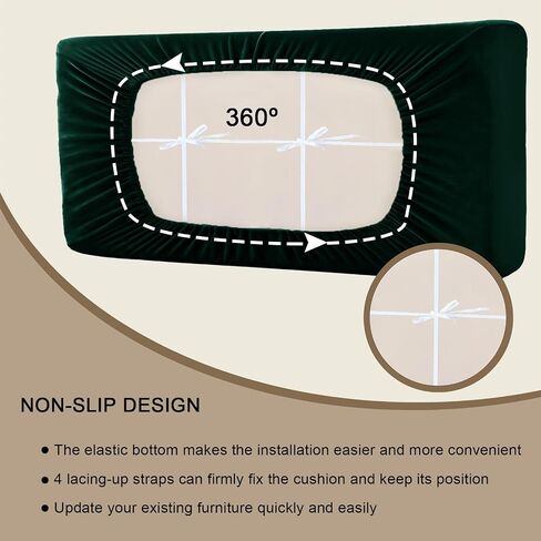 Rv Dinette Cushion Covers Velvet Stretch Stretchy Camper Cushions Cover Dinette Booth Seats with Tie-up Bench Seat Covers (Green,W(55-72in),D(27-37in)) in Saudi Arabia