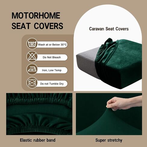 Rv Dinette Cushion Covers Velvet Stretch Stretchy Camper Cushions Cover Dinette Booth Seats with Tie-up Bench Seat Covers (Green,W(55-72in),D(27-37in)) in Saudi Arabia