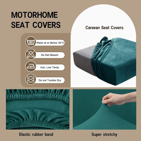 Rv Dinette Cushion Covers Velvet Stretch Stretchy Camper Cushions Cover Dinette Booth Seats with Tie-up Bench Seat Covers (Green,W(55-72in),D(27-37in)) in Saudi Arabia