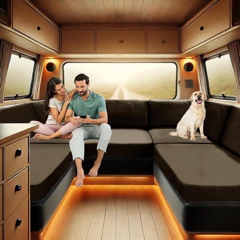 Rv Dinette Cushion Covers Velvet Stretch Stretchy Camper Cushions Cover Dinette Booth Seats with Tie-up Bench Seat Covers (Green,W(55-72in),D(27-37in)) in Saudi Arabia