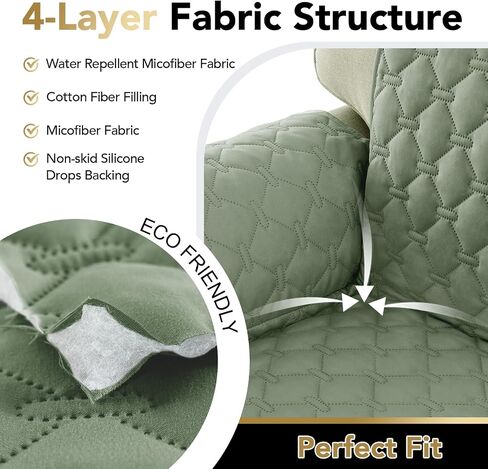 أغطية Princedeco Loveseat لأريكة سليمان الأريكة الحديثة تغطي غطاء أريكة ناعمة مقاومة للماء ويمكن غسلها للكلاب عرض مقعد الأريكة المضاد للزلزال إلى 48 "(Loveseat ، Sage) in Kuwait
