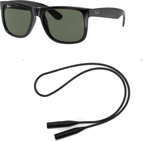 Ray-Ban RB4165 Sunglasses Bundle: RB 4165 JUSTIN 601/71 Black and Universal Anti-slip Silicone Leash in Saudi Arabia