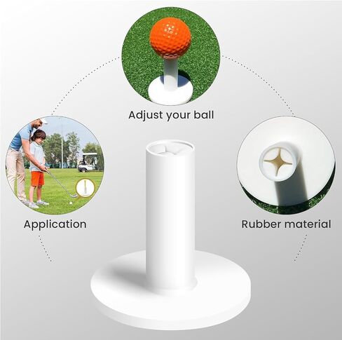 FINGER TEN Golf Tees Driving Range Tee Rubber Tees for Golf Mats Value 6 Rubber Tees and 6 Driver Tees 2 3/4 Inch Easy to Find Mixed Size 3.13" 3" 2.75" 2.25" 1.5" (Colorful) in Kuwait
