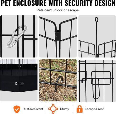 VEVOR Dog Playpen، 8 قطع 30 بوصة ارتفاع × 24 بوصة عرض لوحات معدنية قابلة للطي لتمرين الحيوانات الأليفة، سياج للكلاب قلم داخلي وخارجي مع باب، وسادة سفلية وغطاء علوي، قفص لعب للحيوانات الأليفة للكلاب والقطط والحيوانات الصغيرة الأخرى in Saudi Arabia