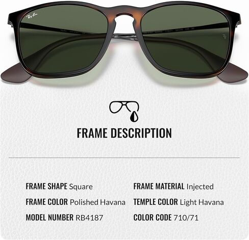 Ray-Ban RB4187 Chris Square Shope Sunglasses مع حزمة مجموعة النظارات الرسمية in Saudi Arabia