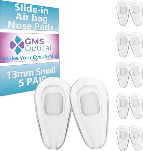 GMS Optical 2.8mm Extra-Thick/13mm Short Length - Slide-in Air Bag Tear Drop Nose Pads, Super Soft Silicone Eyeglass Nose Pads to Keep Glasses from Sliding, for Glasses Nose pad Replacement (10 Pair) in Saudi Arabia