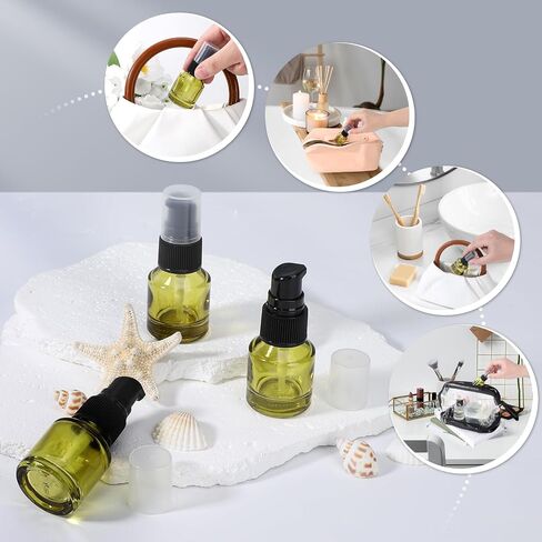 Segbeauty 3pack 0.5oz Empty Refillable Glass Creams Lotions Bottles, 15ml Travel Glass Pump Bottle lotion Container Foundation Bottle for Travel, Leak Proof Containers for Oils in Kuwait
