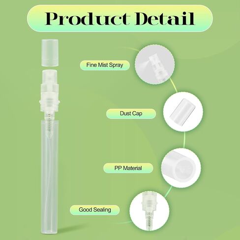 50Pcs Mini Spray Bottle 5ml, Small Travel Perfume Bottle Refillable with 10 Tools, Clear Plastic Small Atomizer Empty, Fine Mist Perfume Sample Spray Bottle for Travel Essential Oil Perfumes in Saudi Arabia