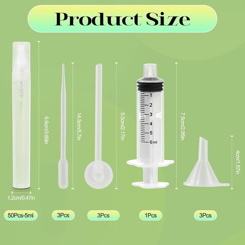 50Pcs Mini Spray Bottle 5ml, Small Travel Perfume Bottle Refillable with 10 Tools, Clear Plastic Small Atomizer Empty, Fine Mist Perfume Sample Spray Bottle for Travel Essential Oil Perfumes in Saudi Arabia
