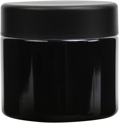 الكائنات البشرية 2oz الجرار الزجاجية السوداء مع أغطية سوداء مقاومة للأطفال - 3.5 جرام - 200 عدد - حاويات محكمة الإغلاق القابلة لإعادة الملء للأعشاب والتوابل والطعام والزيت والشمع ومستحضرات التجميل والعناية بالبشرة والعينات والمزيد in Kuwait