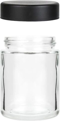 الكائنات البشرية 2oz الجرار الزجاجية السوداء مع أغطية سوداء مقاومة للأطفال - 3.5 جرام - 200 عدد - حاويات محكمة الإغلاق القابلة لإعادة الملء للأعشاب والتوابل والطعام والزيت والشمع ومستحضرات التجميل والعناية بالبشرة والعينات والمزيد in Kuwait
