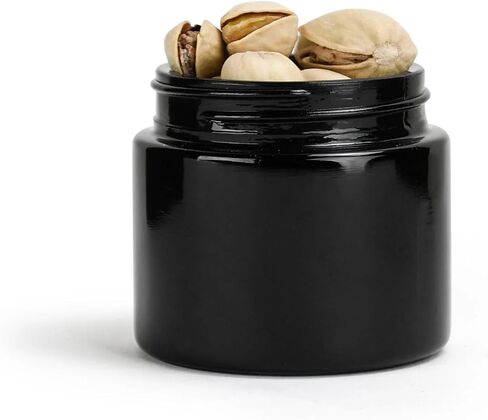 الكائنات البشرية 2oz الجرار الزجاجية السوداء مع أغطية سوداء مقاومة للأطفال - 3.5 جرام - 200 عدد - حاويات محكمة الإغلاق القابلة لإعادة الملء للأعشاب والتوابل والطعام والزيت والشمع ومستحضرات التجميل والعناية بالبشرة والعينات والمزيد in Kuwait