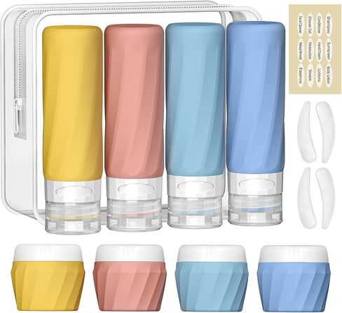 14Pack زجاجات سفر لأدوات النظافة ، مجموعة أدوات النظافة التي تمت الموافقة عليها من TSA ، مجموعة أدوات إكسسوارات قابلة للتسرب قابلة للتسرب قابلة لإعادة التعبئة والكريمات. in Saudi Arabia