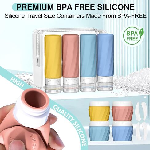 14Pack زجاجات سفر لأدوات النظافة ، مجموعة أدوات النظافة التي تمت الموافقة عليها من TSA ، مجموعة أدوات إكسسوارات قابلة للتسرب قابلة للتسرب قابلة لإعادة التعبئة والكريمات. in Saudi Arabia