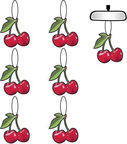 6 Pcs Cherry Car Air Fresheners, Funny Cherry Air Fresheners Long Lasting Cute Mirror Scented Hanging Car Decoration Ornaments Gift Interior Accessories for Men Women, Automotive Air Fresheners in Saudi Arabia