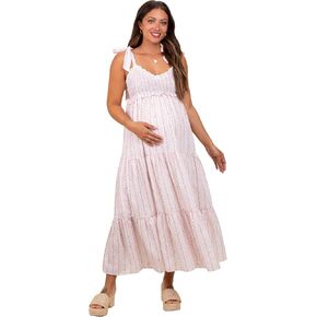 Pinkblush Floral مخططة مزخرفة الكتف التعادل فستان Maxi in Saudi Arabia