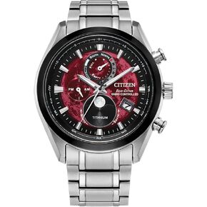 Citizen Eco-Drive Tsuki-yomi A-T Red Dial Super Titanium Bracelet Watch | 43mm | BY1018-55X in Kuwait