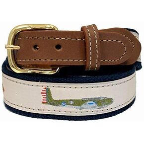 Warbirds Leather Tip Belt, Navy Ribbon on Khaki Web or Khaki Ribbon on Navy Web in Saudi Arabia