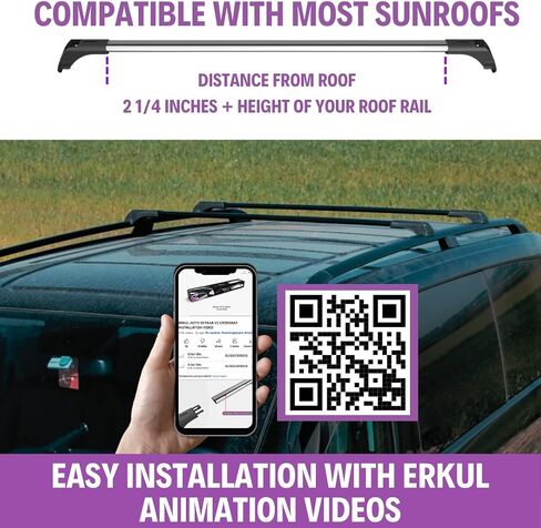 قضبان رف سقف Erkul لـ Infiniti QX56 2011-2013 ، QX80 2014-2022 | أشرطة الألومنيوم مع قفل مضاد للسرقة للسطح | متوافق مع القضبان المرتفعة - الفضة in Kuwait