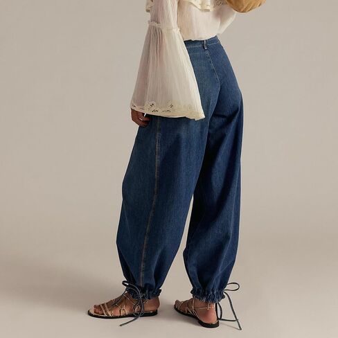 utcoco Womens Baggy Harem Jeans Boyfriend Low Rise Adjustable Leg Straight Denim Pants Streetwear Cargo Trousers in Saudi Arabia