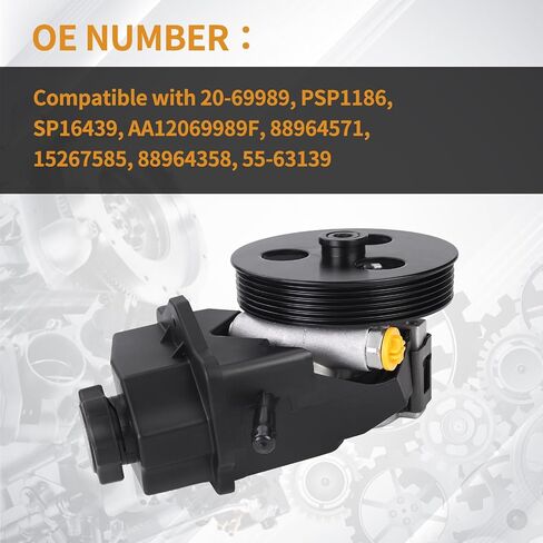 Power Steering Pump with Pulley Compatible with Chevy Impala Monte Carlo V6 3.5L 2006-2011 Replace ‎20-69989, PSP1186, SP16439, AA12069989F, 88964571, 15267585, 88964358, 55-63139 in Saudi Arabia