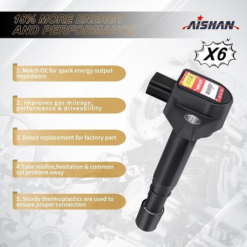 Set of 6 Ignition Coil Pack Compatible with Honda Ridgeline Civic Pilot, for Acura EL MDX 2001-2005, for Saturn Vue 2004-2007 Replace UF400 30520RDJA01 in Saudi Arabia