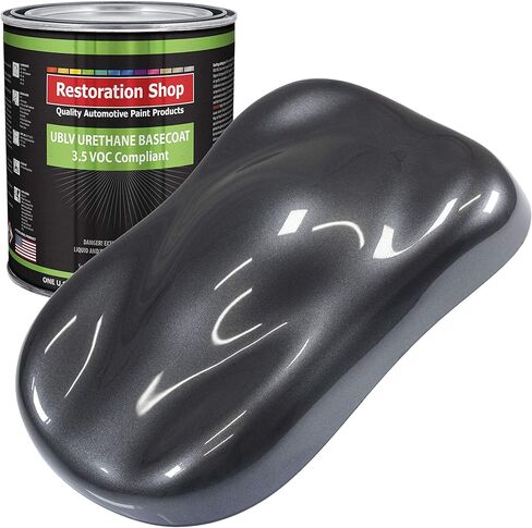 Restoration Shop - Gunmetal Grey Metallic Low VOC Urethane Basecoat Auto Paint - Gallon Paint Color Only - Professional High Gloss Automotive, Car, Truck Refinish Coating in Saudi Arabia