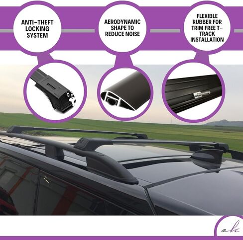 ERKUL Roof Rack Cross Bars for Honda Pilot 2023-2025 | Aluminum Crossbars with Anti Theft Lock for Rooftop | Compatible with Raised Rails - Black in Saudi Arabia