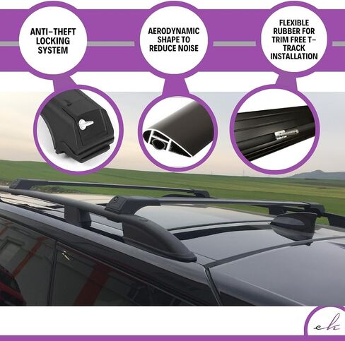 ERKUL Roof Rack Cross Bars for Honda Pilot 2023-2025 | Aluminum Crossbars with Anti Theft Lock for Rooftop | Compatible with Raised Rails - Black in Saudi Arabia