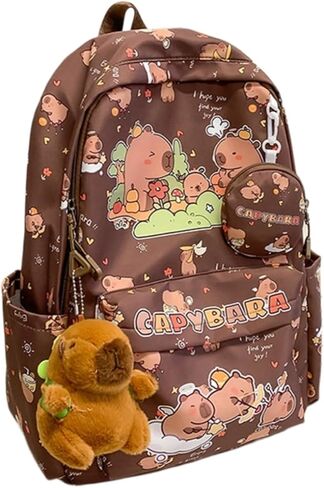 Capybara print print backpack backpack مع دبابيس وملحقات ومحفظة عملة للبالغين ITA Bag (الوردي) in Kuwait