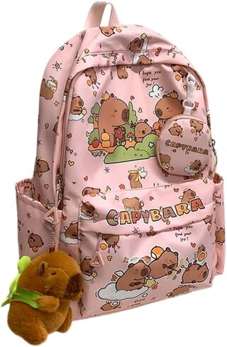 Capybara print print backpack backpack مع دبابيس وملحقات ومحفظة عملة للبالغين ITA Bag (الوردي) in Kuwait