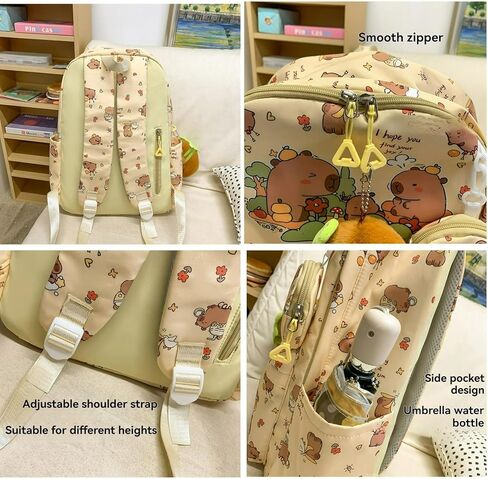 Capybara print print backpack backpack مع دبابيس وملحقات ومحفظة عملة للبالغين ITA Bag (الوردي) in Kuwait