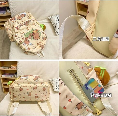 Capybara print print backpack backpack مع دبابيس وملحقات ومحفظة عملة للبالغين ITA Bag (الوردي) in Kuwait